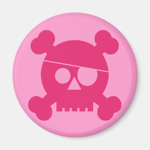 Crâne rose de pirate - aimant