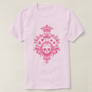 Crâne rose Et Costume Carte Crest T-Shirt
