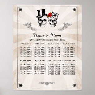 Crâne Rouge Rose 8 Plan de table Mariage Poster as