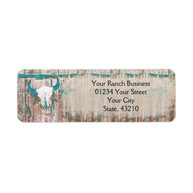 Crâne Rustique Western Bull Texture Brown Turquois (Devant)