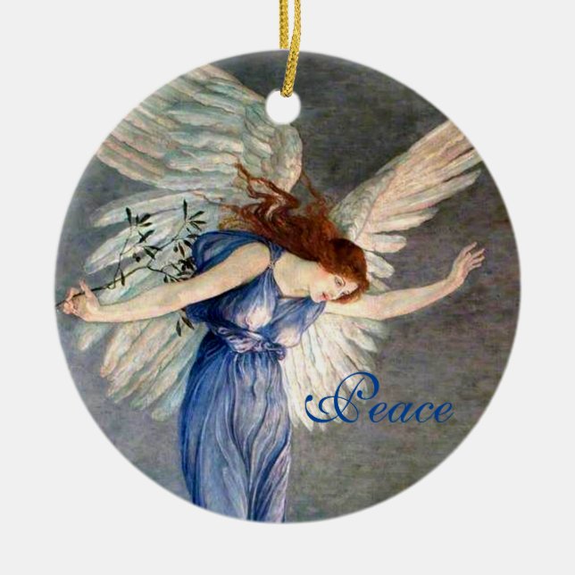 Crane’s Angel of Peace Christmas Ceramic Ornament (Front)
