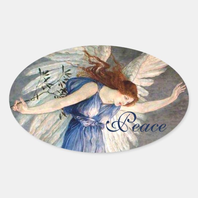 Crane’s Angel of Peace Christmas Oval Sticker (Front)