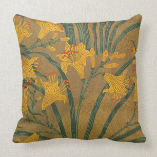 Crane’s Art Nouveau Lilies Throw Pillow