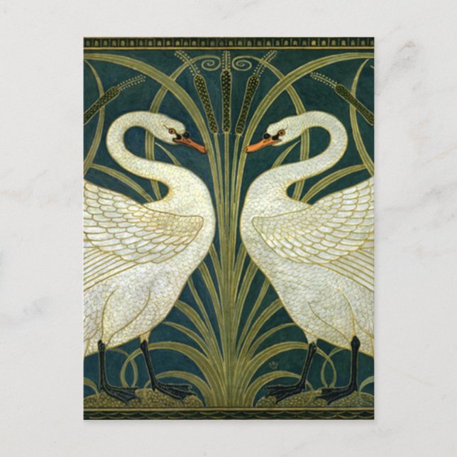 Crane’s Art Nouveau Swans Postcard (Front)