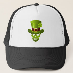 Crâne Shamrock Vert 4 Feuilles Et Casquette Vert