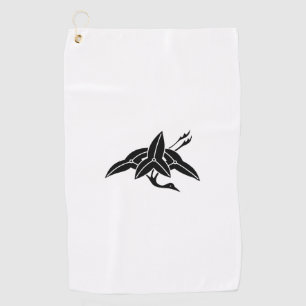 Crane-shaped arrowhead golf towel