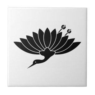 Crane-shaped chrysanthemum tile