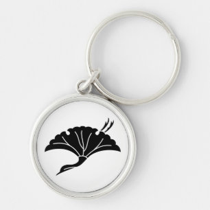 Crane-shaped ginkgo leaf keychain