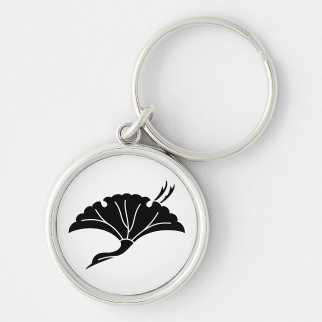 Crane-shaped ginkgo leaf keychain (Front)