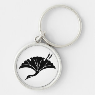 Crane-shaped ginkgo leaf keychain