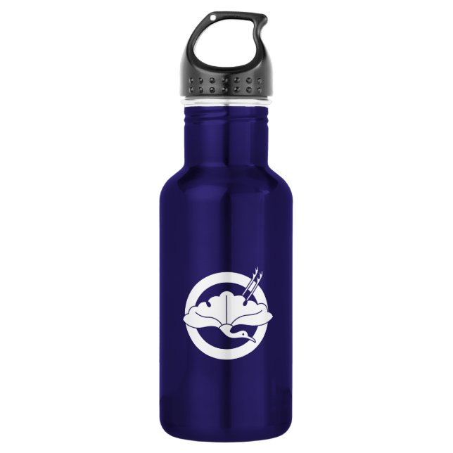 Crane-shaped ginkgo leaf on circle 532 ml water bottle (Front)