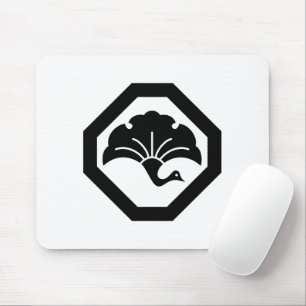 Crane-shaped ginkgo leaf on tray mouse pad