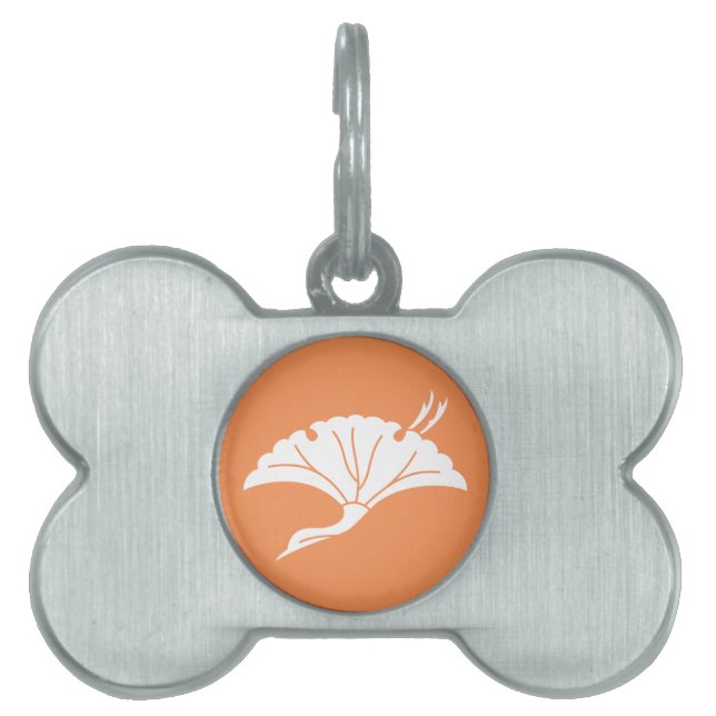 Crane-shaped ginkgo leaf pet name tag (Front)