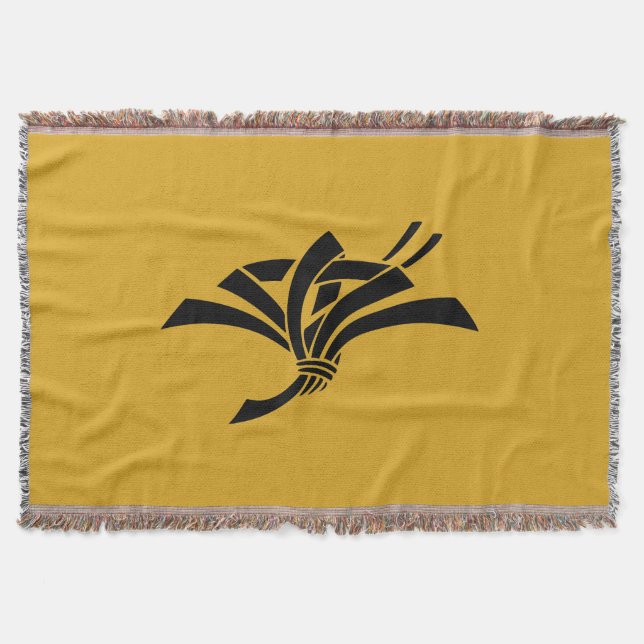 Crane-shaped noshi throw blanket (Front)