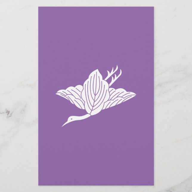 Crane-shaped oak leaves stationery (Front)