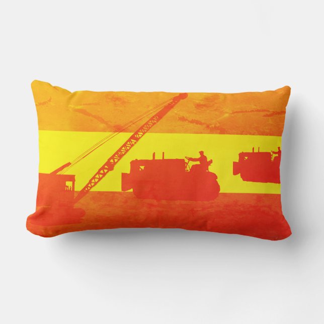 Crane Shovel OPERATING ENGINEER art bulldozer Lumbar Pillow (Front)