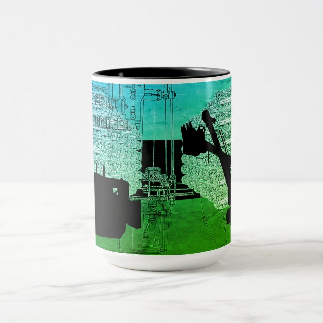 Crane Shovel OPERATING ENGINEER art bulldozer Mug (Center)