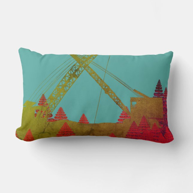 Crane Shovel OPERATING ENGINEER art Lumbar Pillow (Front)