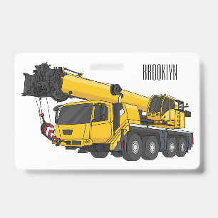 Crane truck cartoon illustration badge