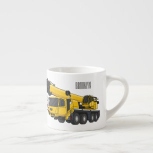 Crane truck cartoon illustration espresso cup