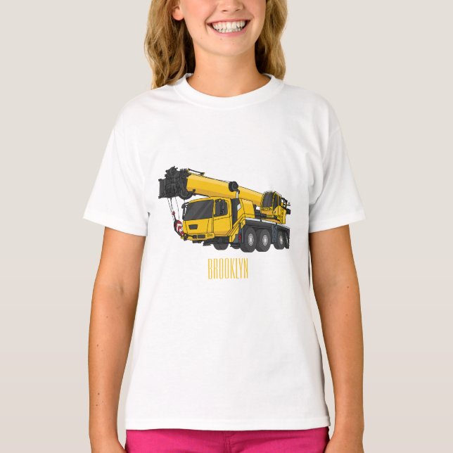 Crane truck cartoon illustration kids' apron T-Shirt (Front)