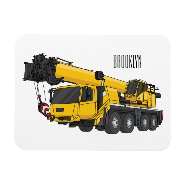 Crane truck cartoon illustration magnet (Horizontal)