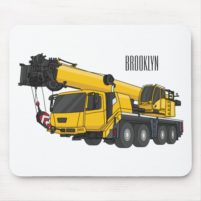 Crane truck cartoon illustration  mouse pad (Front)