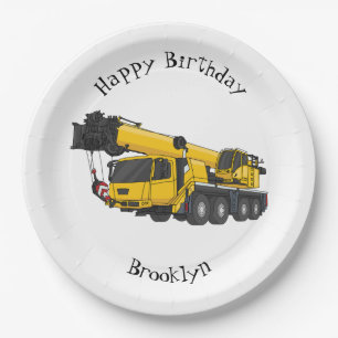 Crane truck cartoon illustration paper plate