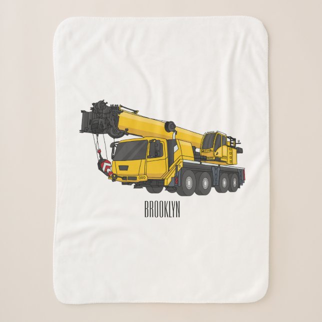 Crane truck cartoon illustration sherpa blanket (Front)