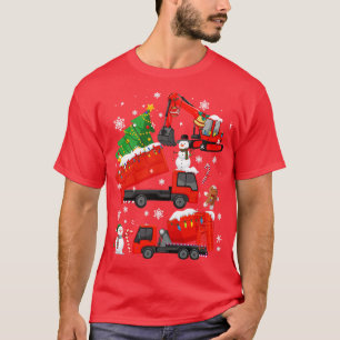 Crane Truck Construction Christmas Boys Kids Todd T-Shirt