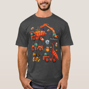 Crane Truck Construction Pumpkin Toddler Kids Boys T-Shirt