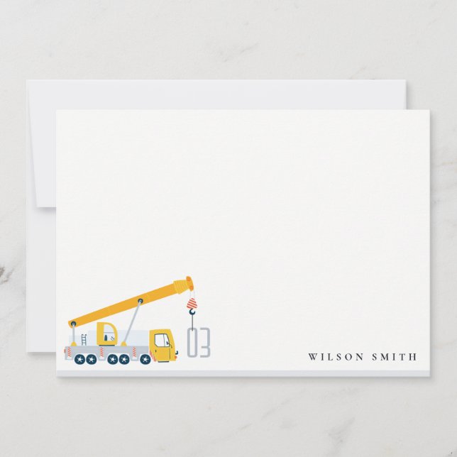 Crane Truck Construction Vehicle Kids Birthday Card (Front)