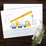 Crane Truck Construction Vehicle Kids Birthday Invitation<br><div class="desc">A Fun Cute Crane Truck Construction Vehicle Kids Birthday Collection.- it's an Elegant Simple Minimal sketchy Illustration of yellow grey crane truck carrying the Birthday year, perfect for your little ones construction vehicle theme birthday party. It’s very easy to customize, with your personal details. If you need any other matching...</div>