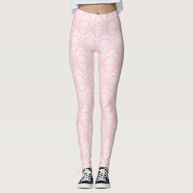 crâne victorien rose leggings (Devant)