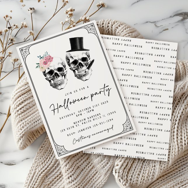 Crâne vintage Halloween costume soirée invitation (Créateur téléchargé)