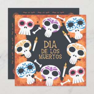 Crânes à sucre Dia de Muertos Invitation du Parti