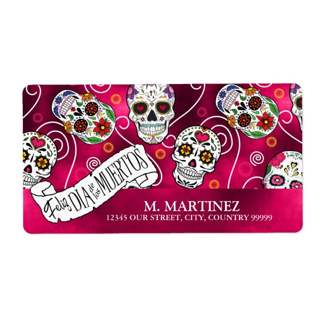 Crânes à sucre et tourbillons Rose Red ID725 (Devant)