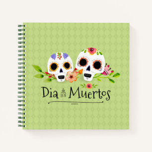 Crânes à sucre florales Dia de Muertos Carnet