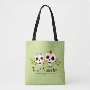 Crânes à sucre florales Dia de Muertos   Sac fourr