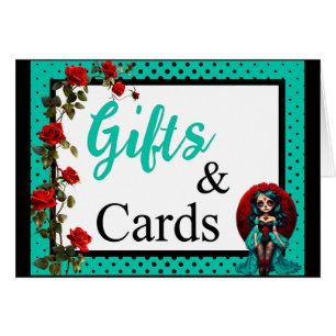 Crânes à sucre Roses turquoises et rouges Carte à 