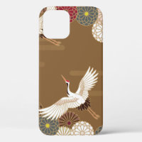 Cranes and chrysanthemums Japanese traditional pat