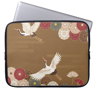 Cranes and chrysanthemums Japanese traditional pat Laptop Sleeve