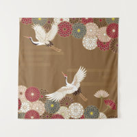 Cranes and chrysanthemums Japanese traditional pat