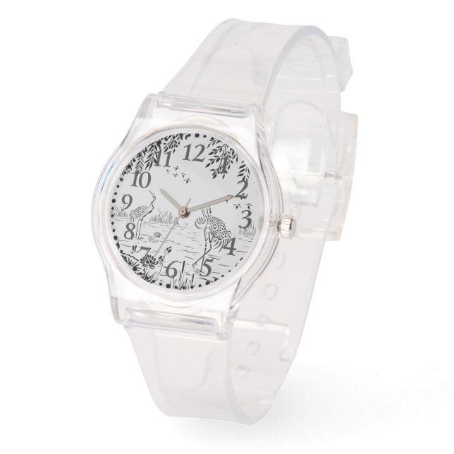 Cranes and Lotus Landscape Scene Watch (Angle)