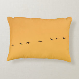 Cranes at sunrise accent pillow