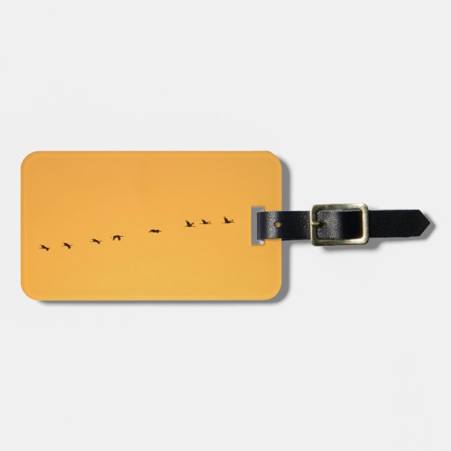 Cranes at sunrise luggage tag (Front Horizontal)