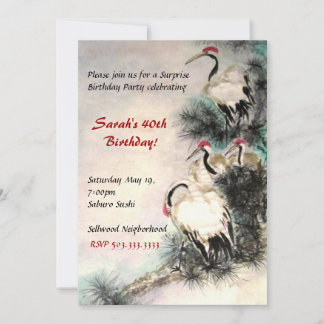 Cranes Birthday Invitation
