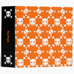 Crânes blancs Classeur à motif orange
