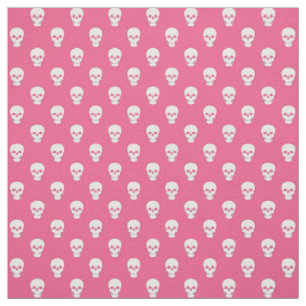 Crânes blancs sur tissu rose