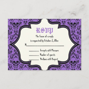 Crânes damasser mariage Halloween carte RSVP